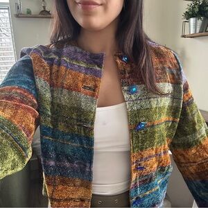 Vintage Handwoven Danni Webb Earth Tone Multicolored Cardigan